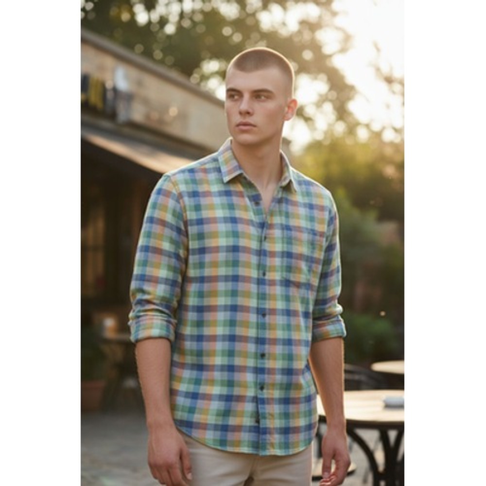 Carbon2cobalt Flannel Shirt Men Medium Multicolor Plaid Button Down 133584